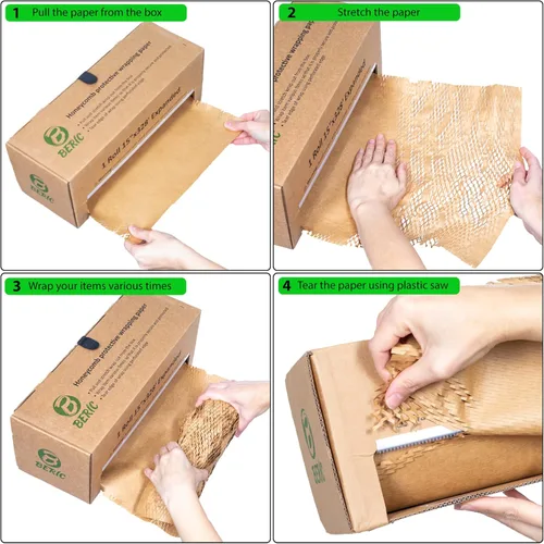 Vista 4 de Beric Honeycomb Paper Cushioning Wrap - Packing - Shipping Supplies - Packing Paper - Boxes For Packaging - Alternative To Bubble Wrap Roll