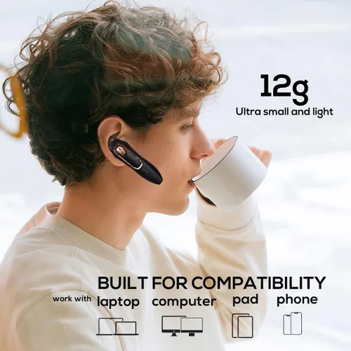 Vista 5 de Auricular Bluetooth V5.4, auricular Bluetooth con micrófono, cancelación de ruido, manos libres Bluetooth para teléfono celular con 36 horas