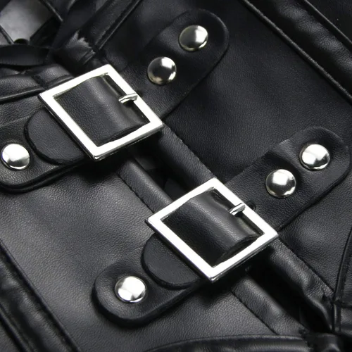 Vista 3 de Charmian - Chaqueta de cuero para mujer, bolero de hombros para disfraz gótico, tipo armadura steampunk