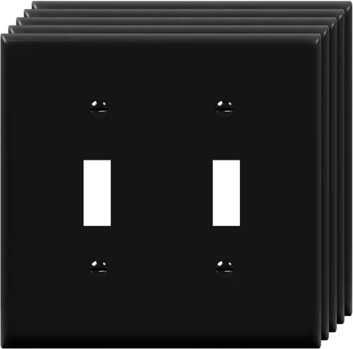 Vista 24 de ENERLITES Placa de Interruptor de Pared Doble, Placa de Interruptor de Palanca, 2-Gang Tamaño Mediano 4.88" x 4.92", Policarbonato Termoplástico