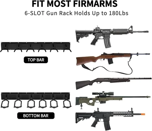 Vista 2 de UNITEDPOWER Gun Rack Wall Mount Metal Shotgun Rack Indoor Adjustable Rifle Storage Holder with Soft Padding Vertical Gun Display Stand