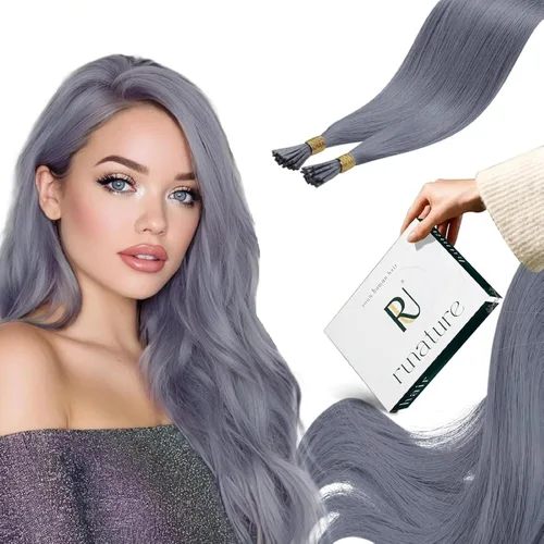 Vista 56 de RUNATURE Extensiones de cabello humano con punta en U, color marrón ceniza a rubio platino