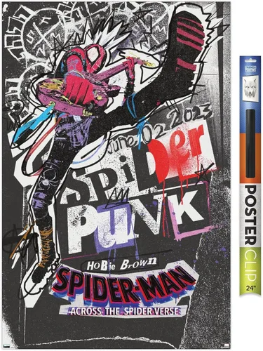 Vista 18 de Marvel Spider-Man: Across The Spider-Verse - Póster de pared de una hoja de Spider-Punk, 22.4 pulgadas de largo x 14.7 pulgadas de ancho, versión