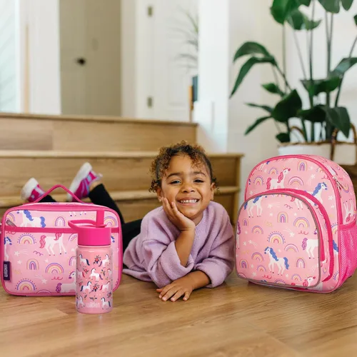 Vista 2 de Wildkin Mochila infantil de 12 pulgadas, acolchada, ajustable, ideal para guardería y viajes, unicornios arcoíris