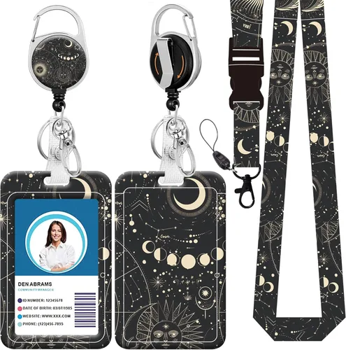 Vista 28 de Cordón para credencial y soporte para tarjetas de identificación, carretes retráctiles con clip para cinturón de carrete de mosquetón, cordón