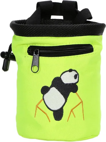 Vista 10 de AMC Bolsa de tiza bordada de panda escalada en roca con bolsillo con cremallera