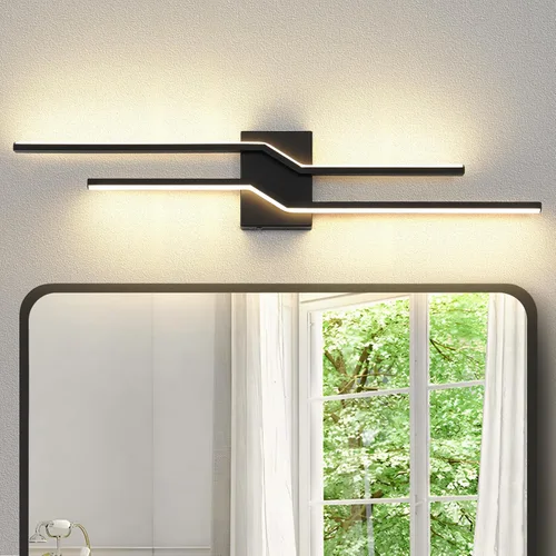 Vista 8 de Luz de Tocador de 24 Pulgadas para Accesorios de Iluminación de Baño Sobre Espejo Negro Regulable 5CCT 24W Barra de Luces de Tocador de Baño