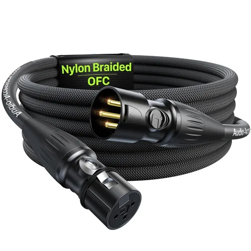 Vista 27 de Serie Oro Cables XLR Star Quad de 1.5 pies, Conectores Neutrik, Cable de micrófono 19AWG, Cable de micrófono trenzado en nylon reforzado con Kevlar