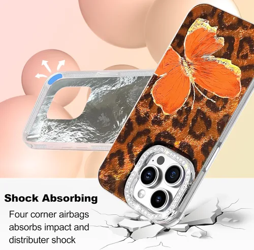 Vista 702 de I-MGAE-IN-AR - Funda diseñada para iPhone 12 y 12 Pro, diseño de mariposa plateada brillante, funda protectora de poliuretano termoplástico, suave