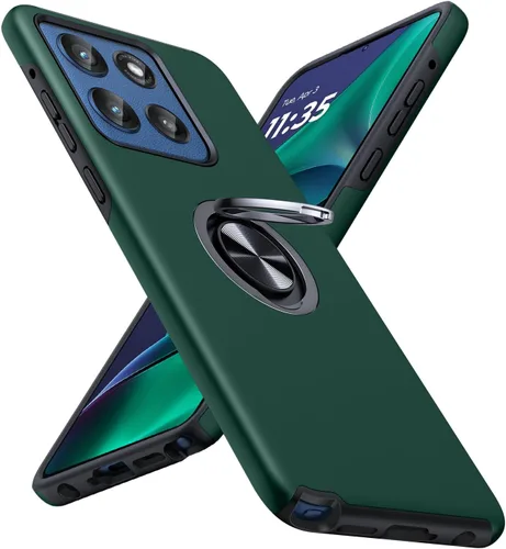 Vista 26 de JAME Funda para Moto G Stylus 2025, doble capa de protección de grado militar a prueba de golpes con soporte de anillo portátil atril, funda