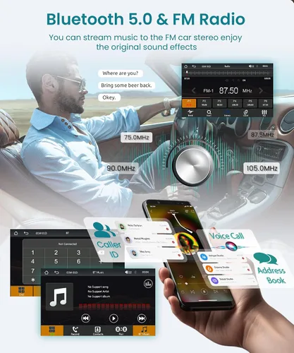Vista 5 de Radio DIN individual con CarPlay con cable y Android Auto, pantalla táctil HD de 7 pulgadas, estéreo de coche de un solo DIN con enlace de espejo