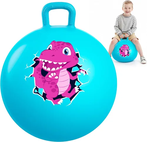 Pelota saltarina Inpodak de 18 pulgadas con asas para niños, juguete de salto y rebote Hippity Hop para niños de 3 a 6 años, incluye bomba y caja de