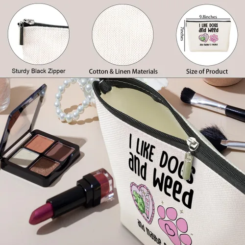 Vista 5 de Divertida bolsa de maquillaje de hierba – Decoración de hojas verdes para amantes de las malas hierbas, humor, Navidad, cumpleaños, regalos