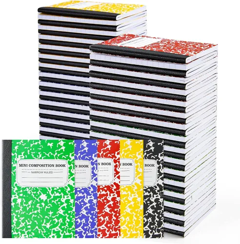 Vista 9 de feela Paquete de 70 mini cuadernos de composición a granel, lindo bloc de notas de composición de bolsillo, cuadernos pequeños para estudiantes