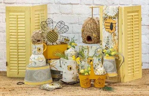 Vista 2 de Boston International Jarra de metal decorativa de granja, 8 pulgadas de alto, miel local de abeja