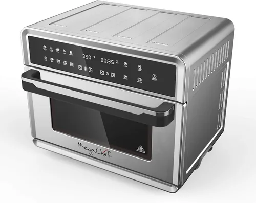 Vista 3 de Megachef Horno electrónico multifunción de 360 grados con tecnología de aire caliente, cromo plateado, capacidad de 25 litros