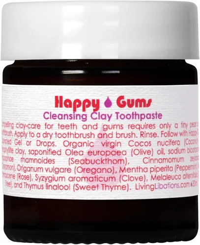 Living Libations - Pasta dental orgánica de arcilla limpiadora Happy Gums | Natural, Wildcrafted, Vegan Clean Beauty (0.5 fl oz | 15 mL)