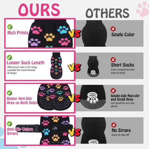 Vista 4 de SCENEREAL Calcetines antideslizantes para perros para evitar lamer patas para suelos de madera dura, zapatos de perro de doble cara botas