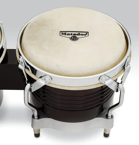 Vista 3 de Latin Percussion M201 LP Bongos de madera Matador - Marrón oscuro/Cromo