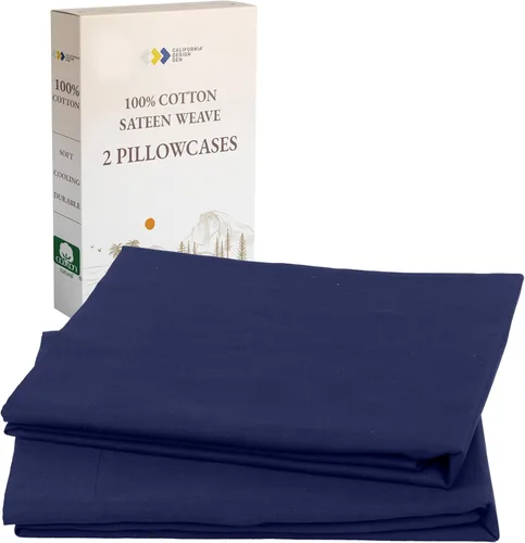 Vista 12 de California Design Den Juego de 2 fundas de almohada estándar tamaño Queen - 100% algodón, juego de 2 fundas de satén suave, se adapta a almohadas