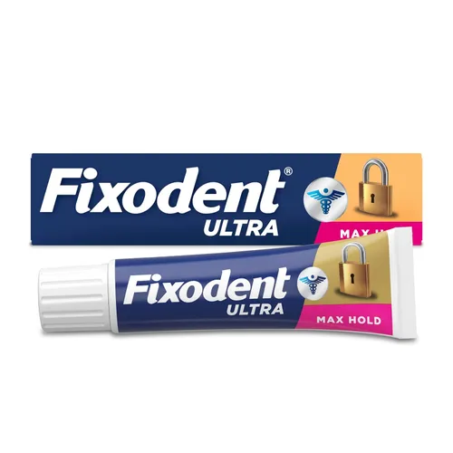 Fixodent Ultra Max Hold - Adhesivo para dentaduras postizas, 2.2 onzas, (el embalaje puede variar)
