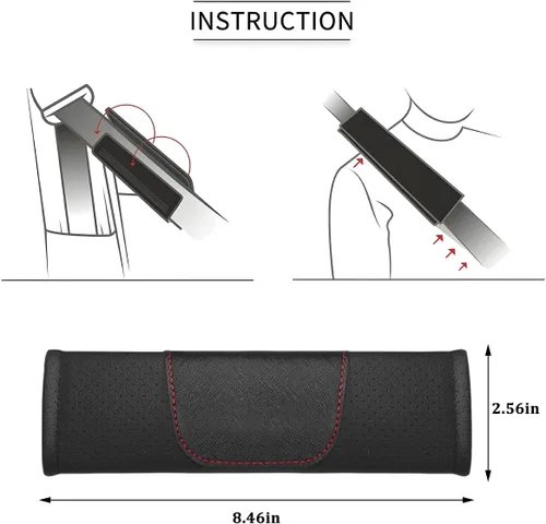 Vista 2 de 2 fundas para cinturón de seguridad de automóvil, de cuero suave, almohadilla para cinturón de seguridad de hombro, cómoda alfombrilla para cinturón
