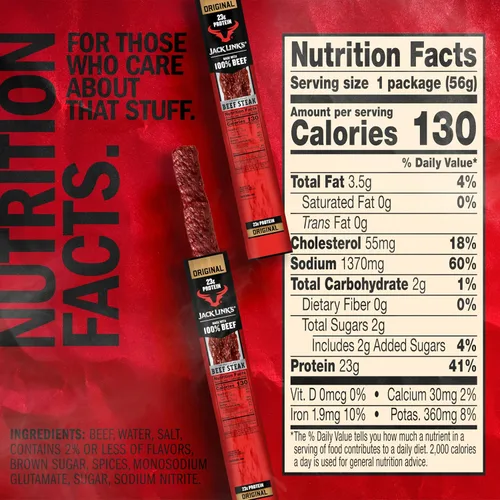 Vista 2 de Jack Link's Carne de Res en Filete, Original - Snacks de Proteína, Snack de Carne con 23g de Proteína, Hecho con 100% Carne, Envase a Granel