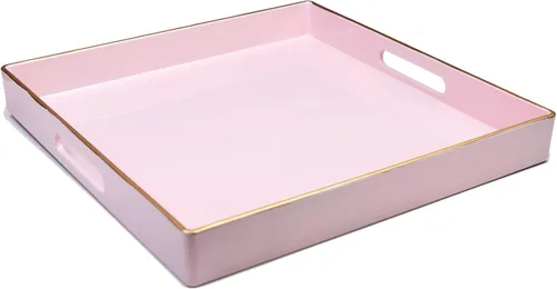 Vista 23 de Spsyrine Bandeja decorativa dorada con asas, elegante bandeja de plástico para mesa auxiliar otomana, sala de estar, decoración del hogar, 15.6 x