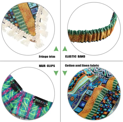 Vista 2 de Pañuelo elástico floral para el cabello, 3 piezas de pañuelo de gasa, pañuelos florales para el cabello con pinzas para el cabello