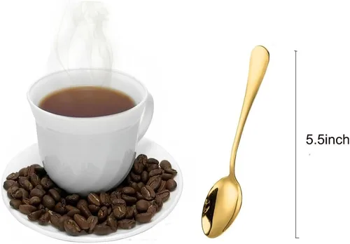 Vista 2 de Wesdxc56 Demitasse - Cucharas de café expreso, mini cuchara de café, cucharas pequeñas de acero inoxidable de 5.5 pulgadas para postre, juego de 6