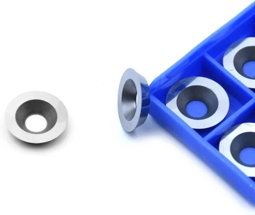 Vista 2 de Insertos redondos de carburo de 0.630 in (5/8 pulgadas) para torneado de madera, cortador de carburo indexable R16 x 0.118 in para torno