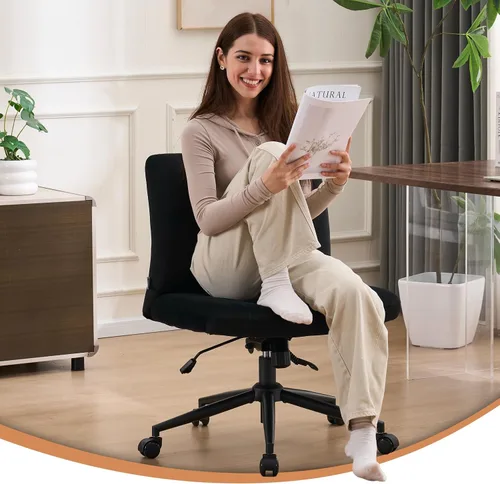 Vista 3 de NYPOT Silla de escritorio cruzada ajustable y sin brazos con ruedas Negro