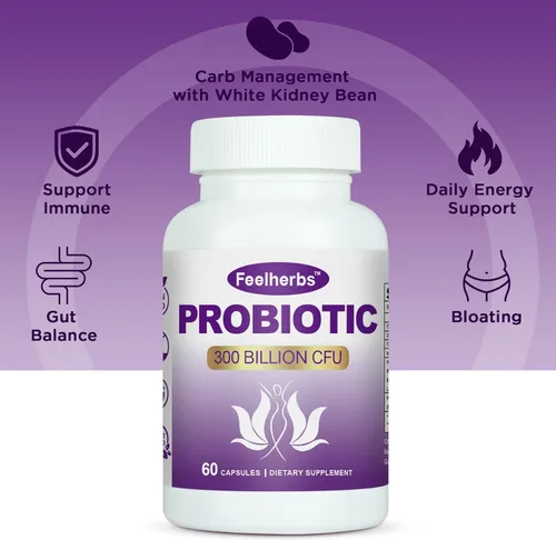 Vista 4 de Cápsulas de probióticos para mujeres, equilibrio de pH y intestino, 300 mil millones de UFC, 60 cápsulas vegetales con múltiples cepas y extracto