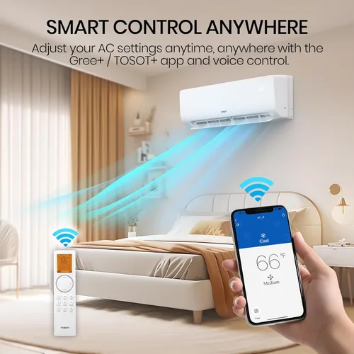 Vista 5 de TOSOT Aire acondicionado mini-Split de 18,000 BTU, sistema de calefacción de unidad de CA con inversor sin conductos habilitado para Wifi