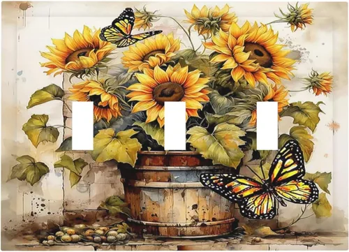 Vista 22 de Cubiertas de tomacorrientes, mármol negro y dorado, hojas blancas doradas, 1 palanca, 1 combinación basculante, placa decorativa de pared, placa