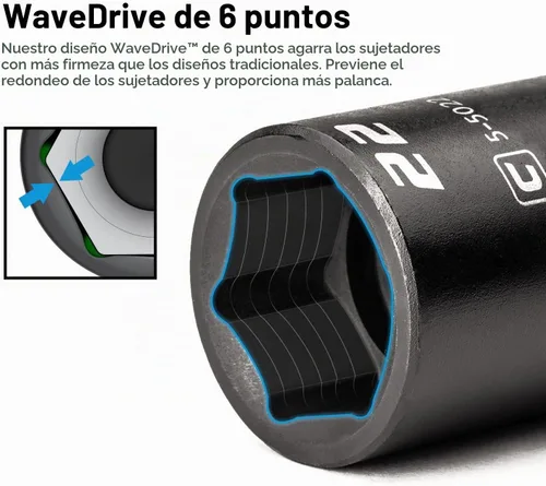 Vista 3 de Capri Tools Zócalo de impacto poco profundo de 0.236 in, accionamiento de 3/8 pulgadas, 6 puntos, métrico