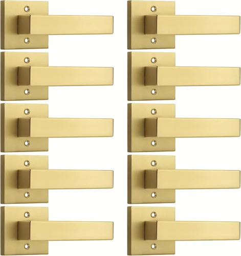 Vista 23 de Probrico Paquete de 1 manija de puerta de bronce aceitado para puertas francesas, manija de puerta cuadrada simulada, tirador de un solo lado sin