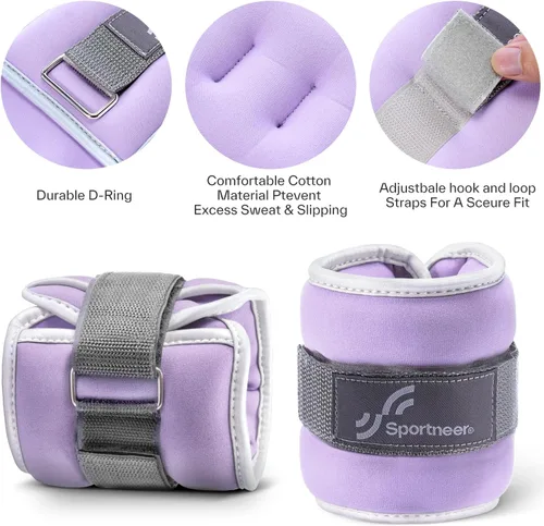 Vista 3 de Sportneer Ankle Weights Wrist Weights Pair of 1/2/4/6/10 LBS for Men Women Kids Strength Training Wrist and Ankle Weights Set with Reflective Strips