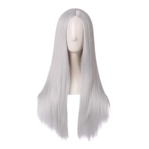 Vista 8 de MapofBeauty - Peluca sintética larga especial para mujer, de 28 pulgadas (70 cm), cabello lacio, color negro