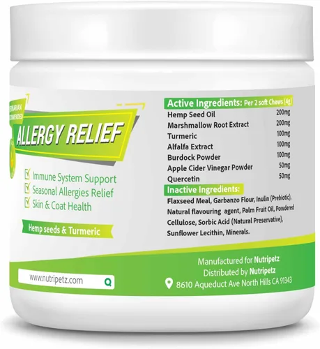 Vista 3 de Masticables para alergias para perros – Alivio de la alergia para perros, apoyo para picazón y lamer las patas, suplemento natural para la piel