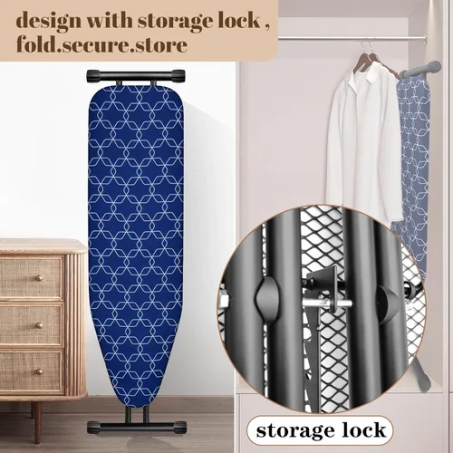 Vista 4 de Tabla de planchar clásica, compacta y ahorradora de espacio, tabla de planchar de tamaño 43 x 13 pulgadas, área de planchar extra ancha