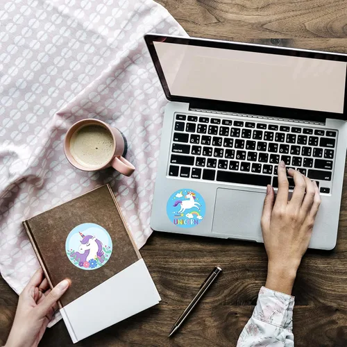 Vista 5 de 1000 calcomanías Unico, lindas calcomanías de unicornio, rollo de calcomanías de 1 pulgada, autoadhesivas, calcomanías para manualidades escolares