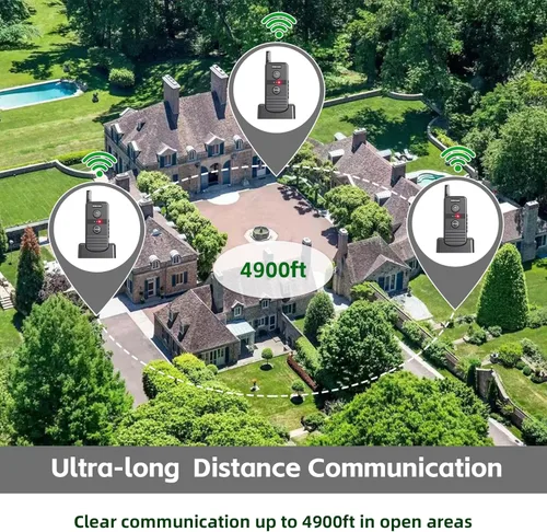 Vista 4 de Intercomunicador bidireccional en tiempo real, intercomunicadores inalámbricos para el hogar de 4900 pies de largo alcance, sistema de comunicación