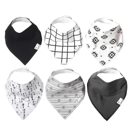 Copper Pearl Paquete de 6 baberos de algodón suave para babeo y dentición, baberos absorbentes para bebés niñas y niños, ajustables para adaptarse a