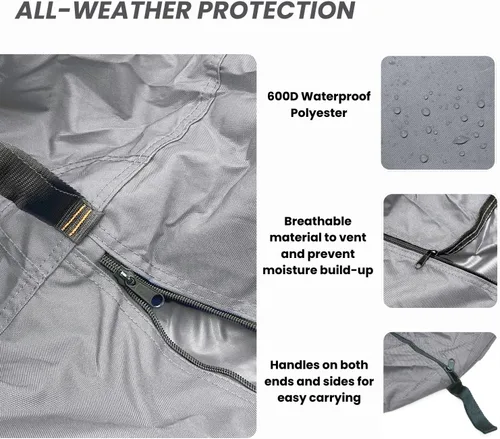 Vista 4 de EliteShield Cubierta para Canoa y Kayak; Resistente al Agua y a los Rayos UV 600D Poliéster Grado Marino Cubierta Completa para Almacenamiento