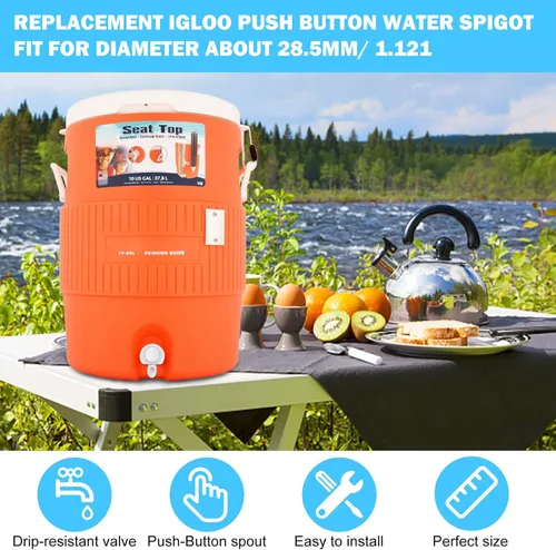 Vista 3 de 5 piezas de repuesto de espiga de agua con botón pulsador, grifo de agua reutilizable compatible con enfriador de agua Igloo de 2, 3, 5 y 10