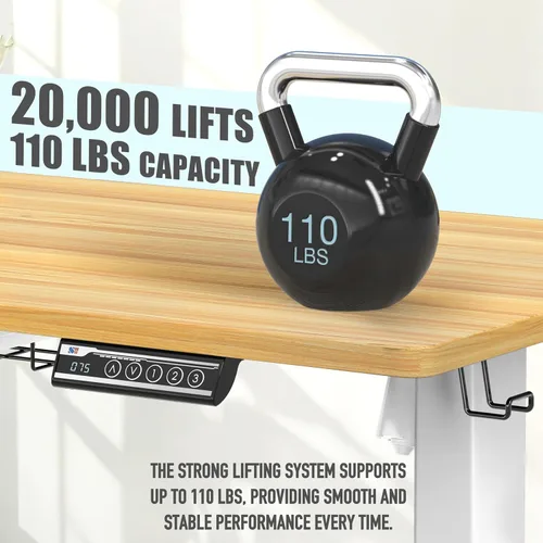 Vista 72 de SHW - Escritorio de pie eléctrico de altura regulable con memoria - 48 x 24 pulgadas, marrón rústico