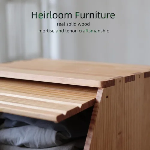 Vista 3 de Cofre de Almacenamiento Apilable de Madera Maciza, Gabinete de Entrada del Vestíbulo, Contenedores con Tapas, Caja Modular de Madera Multiusos