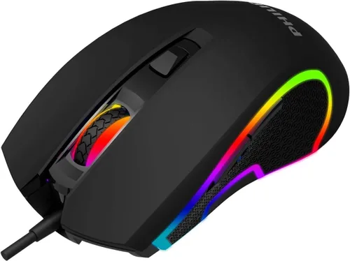 Ratón para juegos PHILIPS RGB "Living Light" FX 1000Hz sondeo, 1200-6400 DPI Sensor óptico de ratón USB con cable de alto rendimiento con 5