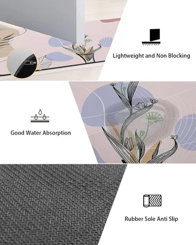 Vista 2 de Abstract Bath Mat for Tub,Non Slip Bathroom Floor Runner Rug Quick Dry & Absorbent Diatomaceous Earth Kitchen Shower Sink Washable Doormat,Mo-randi